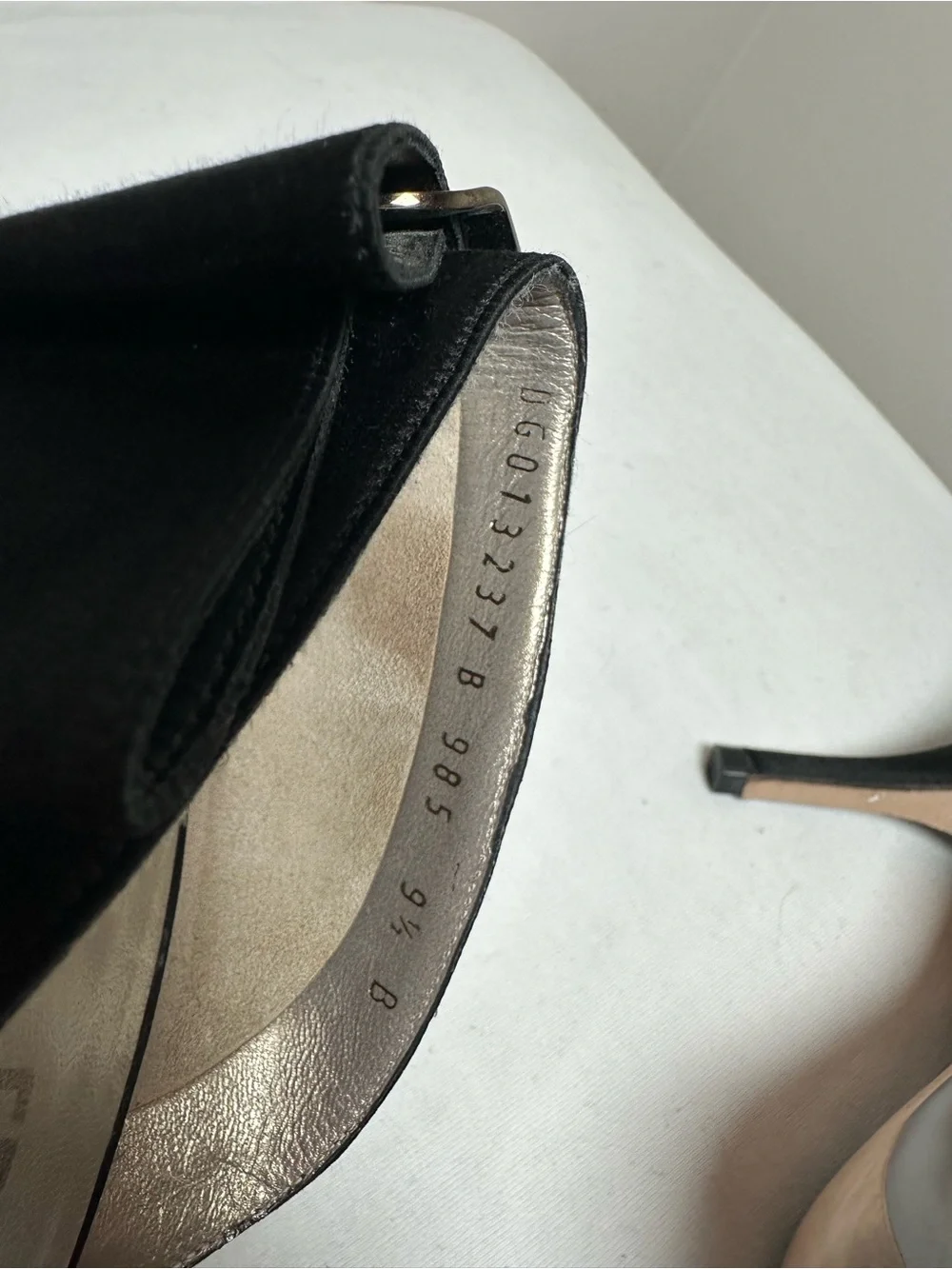 Ferragamo black satin peep toe black heels